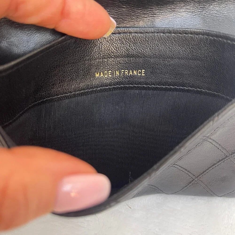 Chanel Small Diamond double Stitch Black Wallet